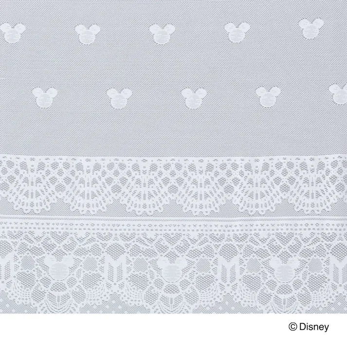 ディズニー フリーカットカーテン ミッキーレース 100×85cm 洗濯OK