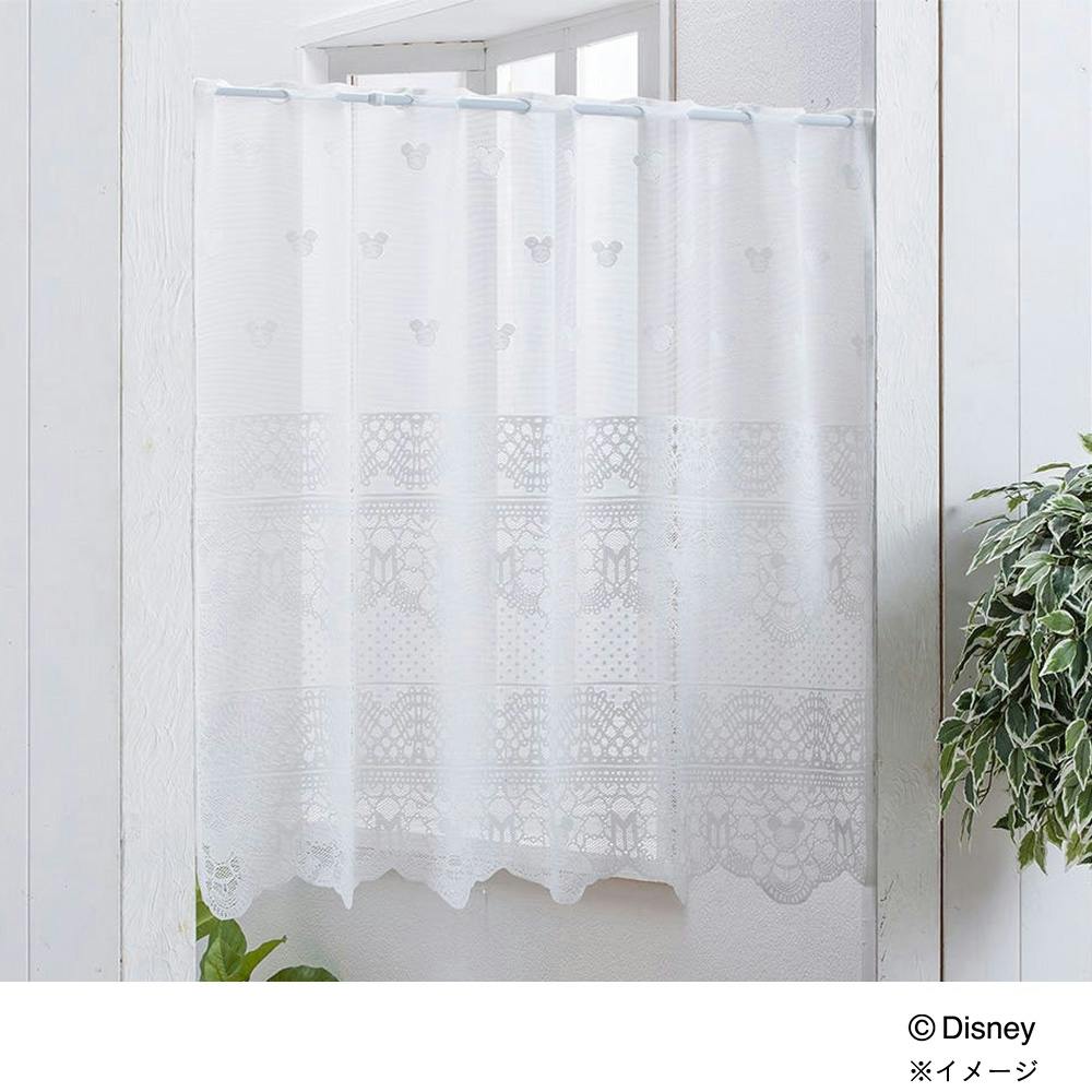 ディズニー フリーカットカーテン ミッキーレース 100×85cm 洗濯OK