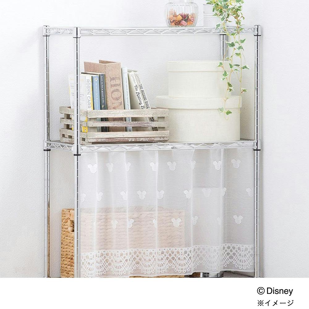 ディズニー フリーカットカーテン ミッキーレース 100×85cm 洗濯OK