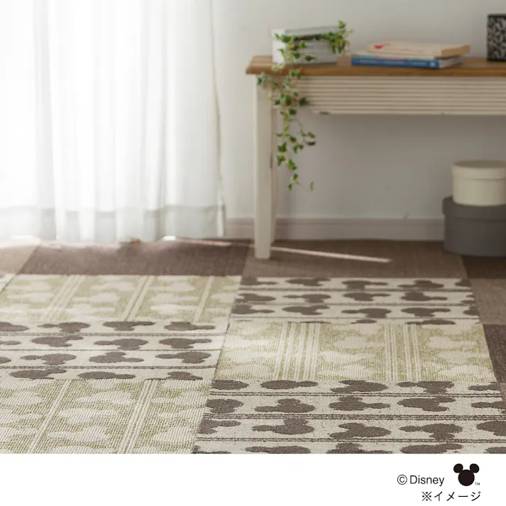 防炎ディズニータイルカーペット グリーン