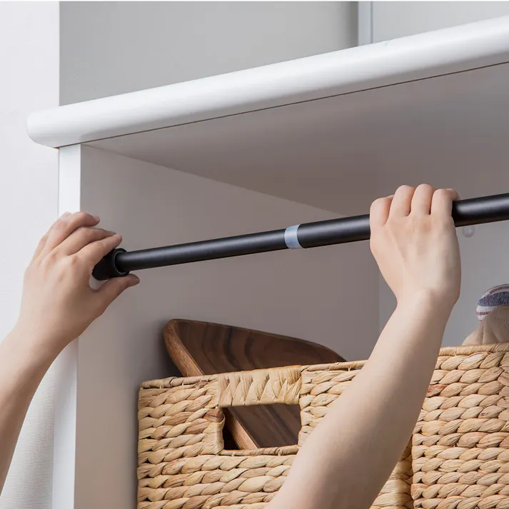 突っ張り簡単伸縮ポール ブラック 120~200cm