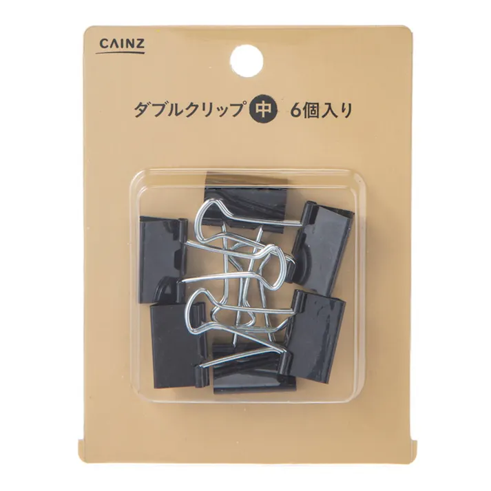 カインズ ダブルクリップ 黒 中 6個入