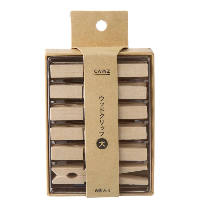 ウッドクリップ ナチュラル 大 6個入り