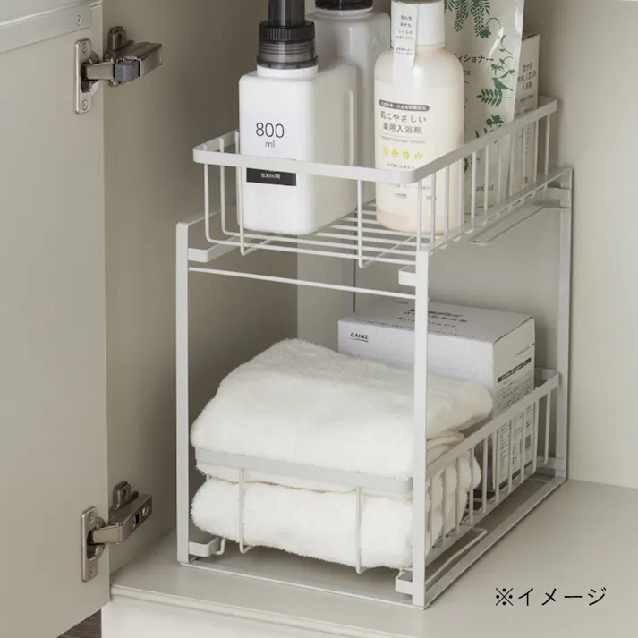 引き出し式洗面下収納ラック 2段