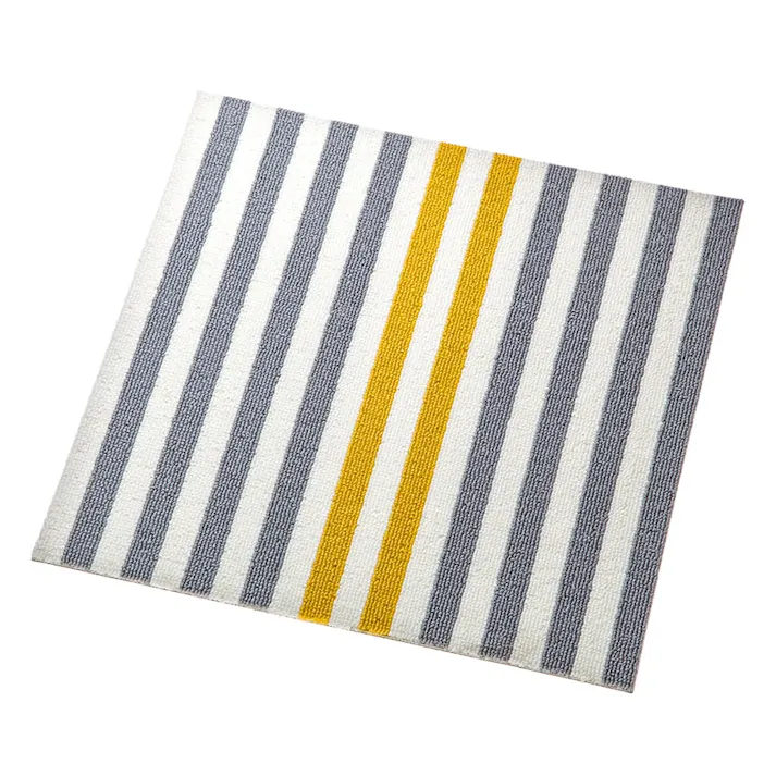 制菌・防臭洗える吸着カーペット ストライプ グレー×イエロー(販売終了)