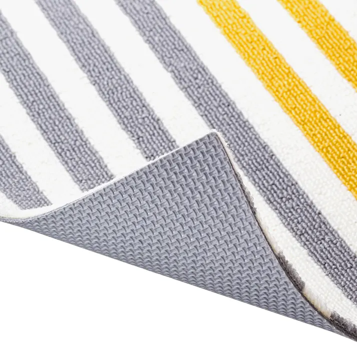 制菌・防臭洗える吸着カーペット ストライプ グレー×イエロー(販売終了)