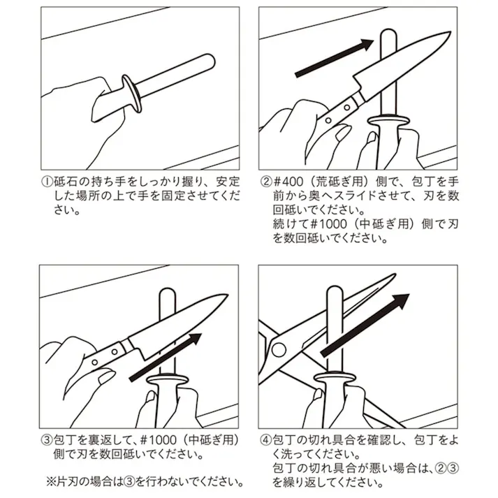 両面持ち手付きシャープナー