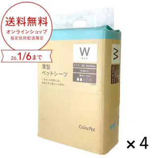 【ケース販売】カインズ 薄型ペットシーツ ワイド 74枚4個入 犬用 小型犬約1回分おしっこ吸収 圧縮コンパクト包装 しっかり吸収