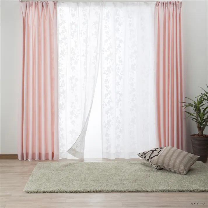 遮熱・ミラー エコフラワー 100×108cm 2枚組 レースカーテン