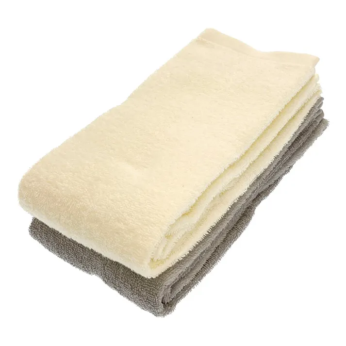 バスタオル 2枚組 アイボリー/グレー