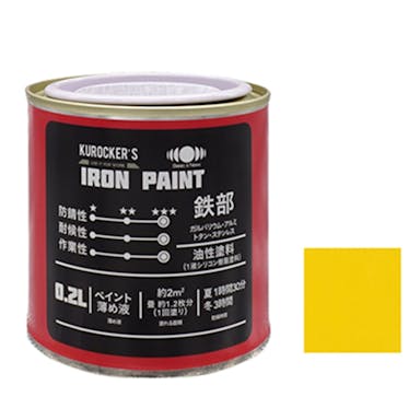 KUROCKER’S シリコン IRON PAINT 鉄部 油性塗料 イエロー 0.2L(販売終了)