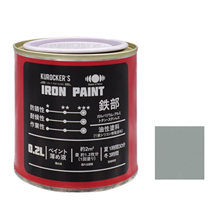 KUROCKER’S シリコン IRON PAINT 鉄部 油性塗料 グレー 0.2L(販売終了)