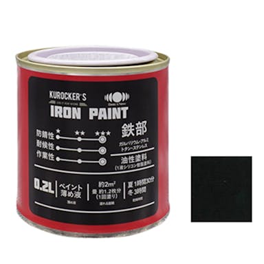 KUROCKER’S シリコン IRON PAINT 鉄部 油性塗料 つやなしブラック 0.2L(販売終了)