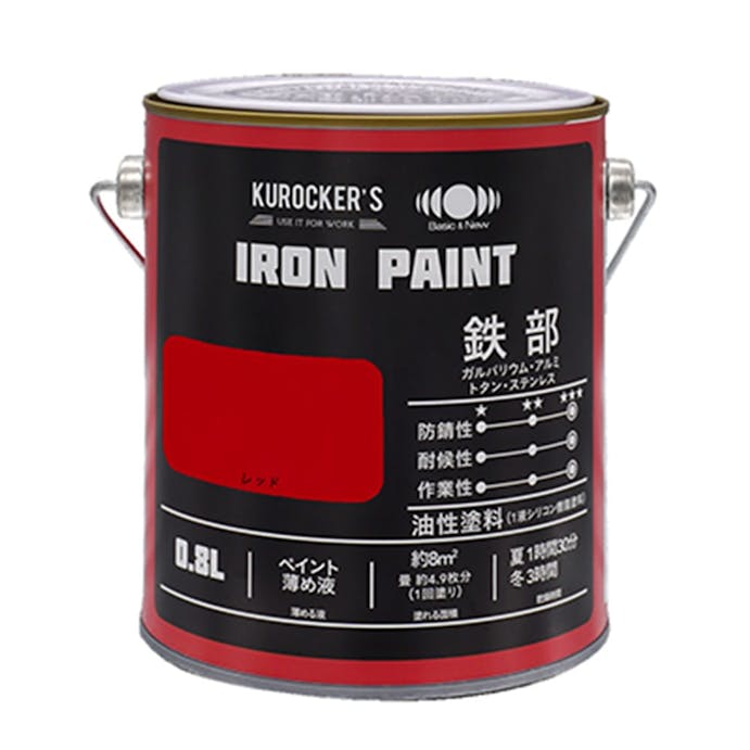 KUROCKER’S シリコン IRON PAINT 鉄部 油性塗料 レッド 0.8L(販売終了)