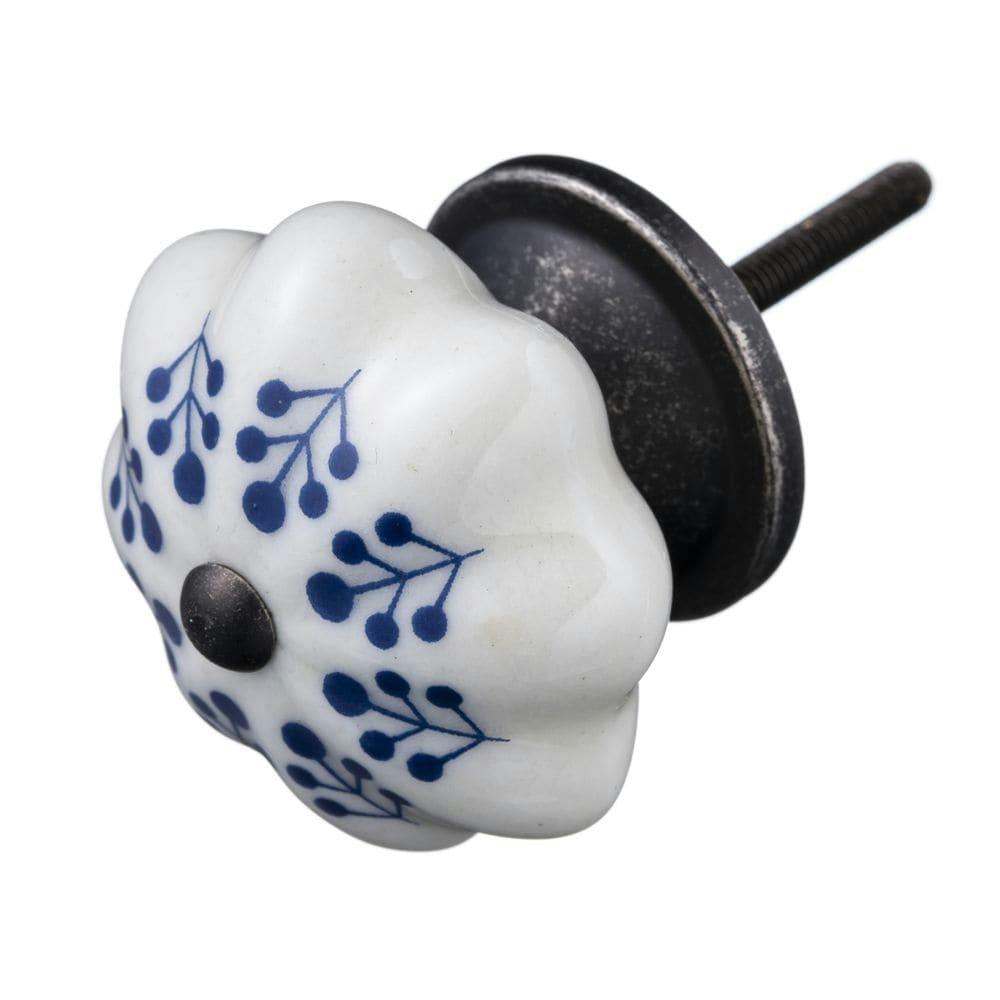 Kumimoku デザインノブ 花形 ベース付き A ブルー