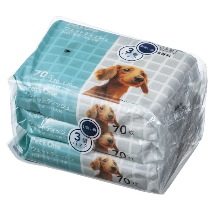 Pet’sOne ウェットティッシュ お口・手足・おしり用 70枚入×3個パック(販売終了)