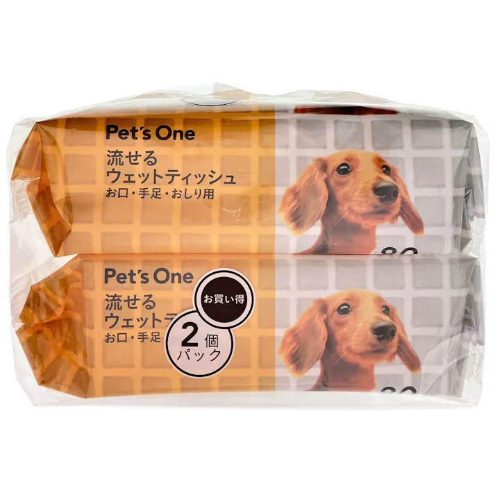Pet’sOne 流せるウェットティッシュ お口・手足・おしり用 80枚入×2個パック