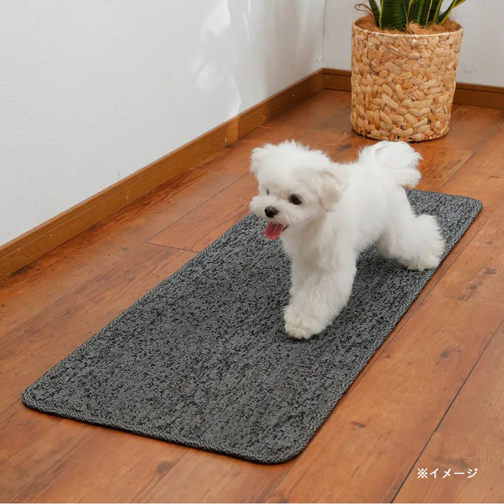 抗菌防臭洗えるロングマット&Pet ダークグレー 45×180(販売終了)