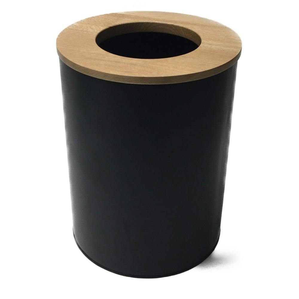 木製フタ付きスチールくず入れ ブラック(販売終了) | ゴミ箱・分類容器