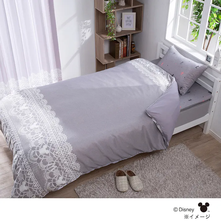 布団カバー3点セット ミッキー レース