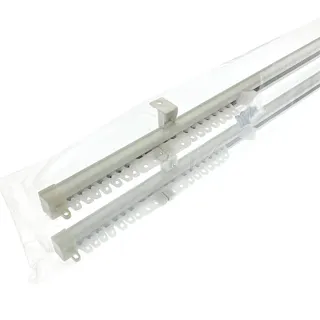 角型伸縮カーテンレール ダブル ホワイト 2m