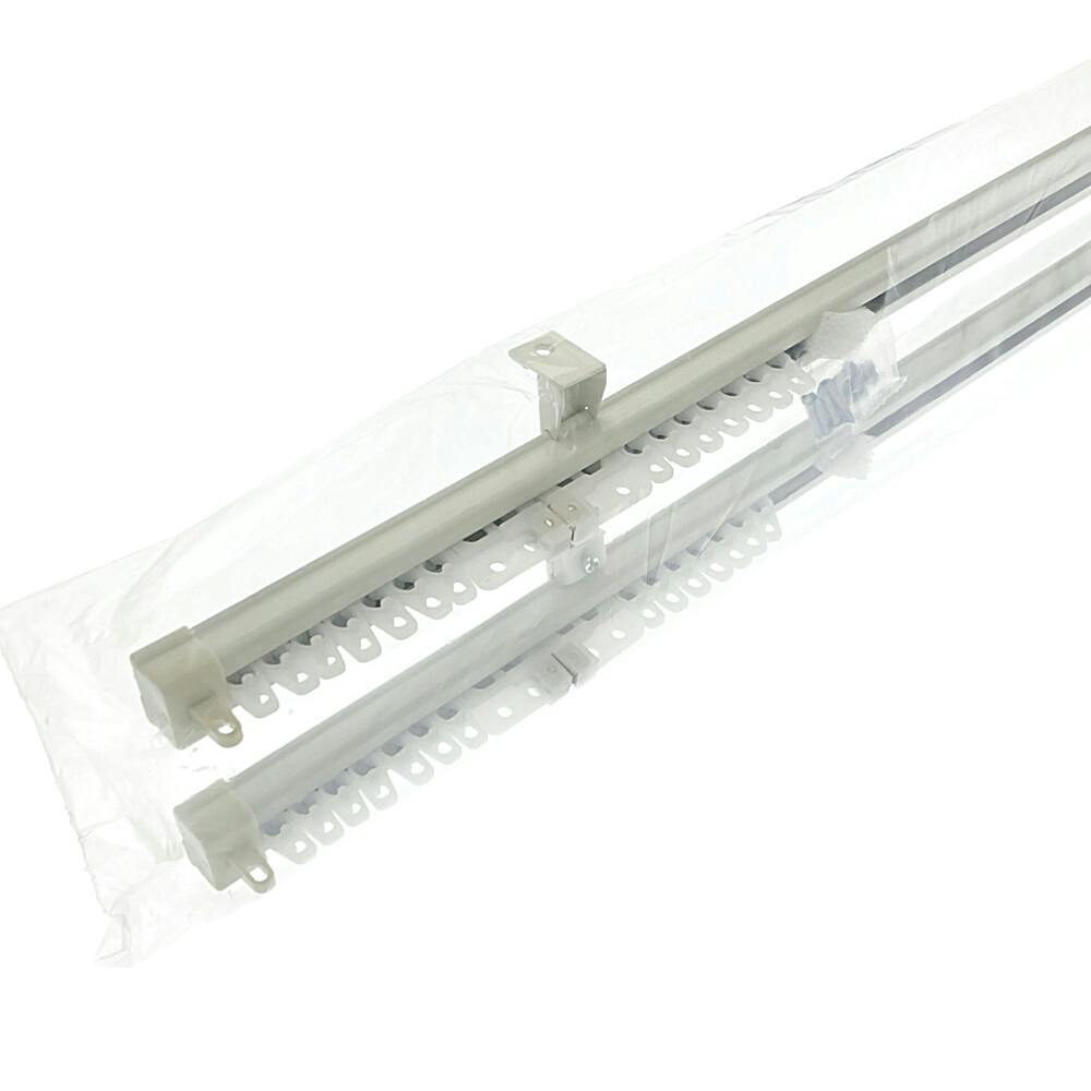 角型伸縮カーテンレール ダブル ホワイト 2m | カーテン・カーテン