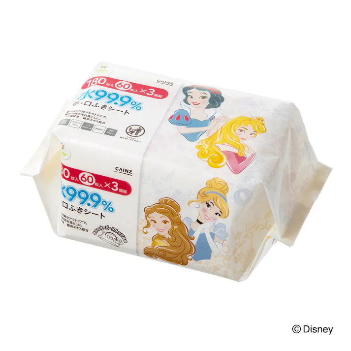 カインズ ディズニープリンセス 水99.9% 手・口ふきシート 60枚×3個組 (販売終了)