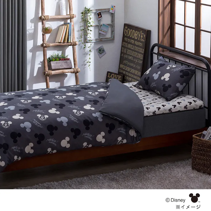 抗菌防臭布団カバー3点セット ミッキー グレー(販売終了)