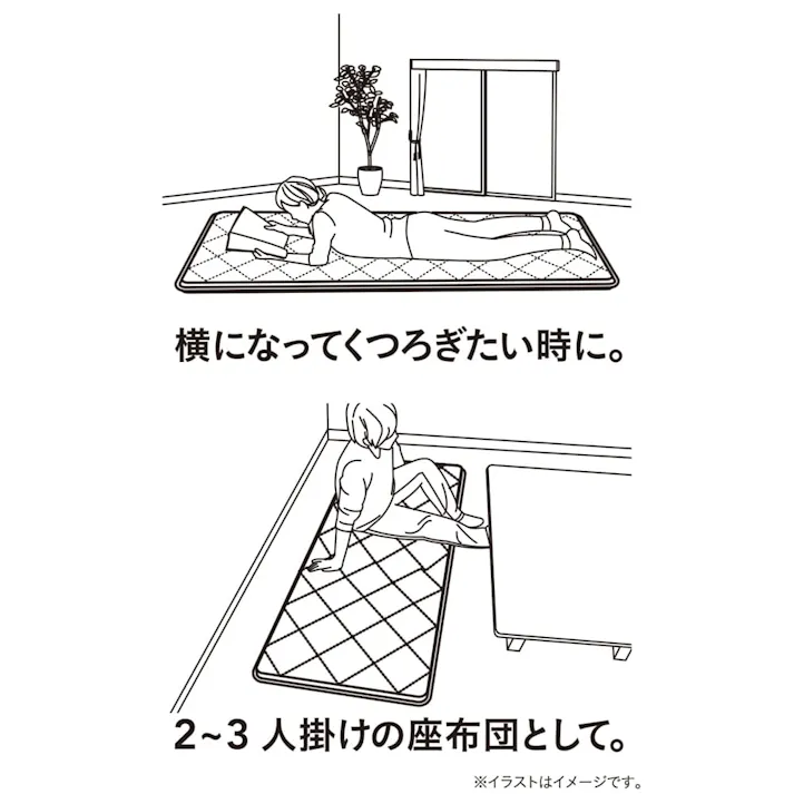 へたりに強い5層ロングフロアクッション 中材 ライトグレー 65×180cm