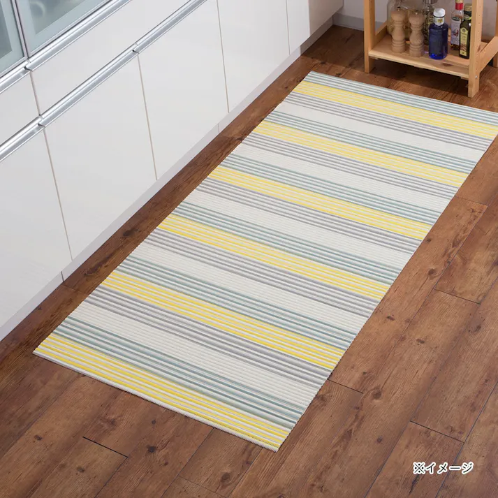 抗菌防カビクッションマット ストライプ 80×170