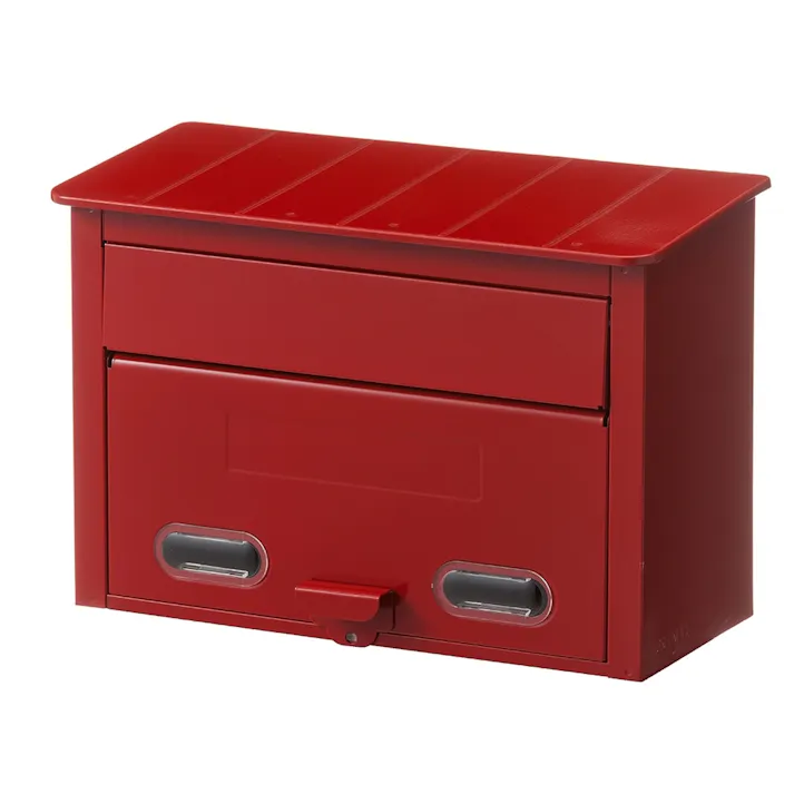 スチールポスト 屋根型 レッド 幅36cm 高さ24.5cm 奥行16.5cm(販売終了)