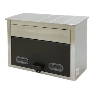 ステンレスポスト 屋根型 ブラウン/シルバー CG-303(BR) 郵便ポスト 幅36cm 高さ24.5cm 奥行16.5cm