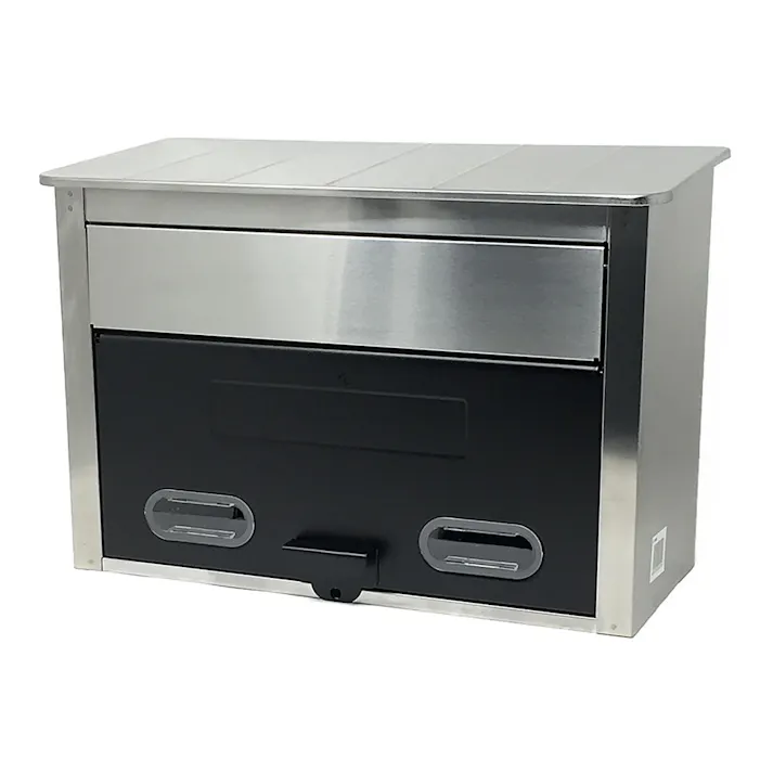 ステンレスポスト 屋根型 ブラック/シルバー CG-303(BK) 郵便ポスト 幅36cm 高さ24.5cm 奥行16.5cm