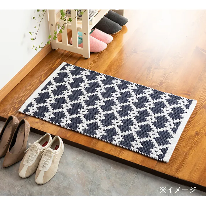 インド綿マット 葵リンク ネイビー 50×80cm