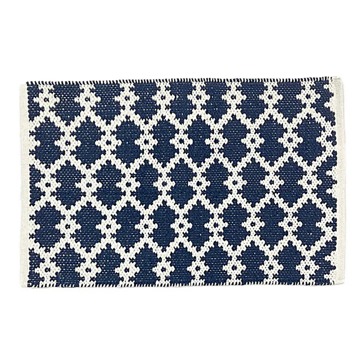 インド綿マット 葵リンク ネイビー 50×80cm