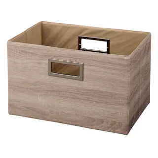 持ち運びしやすい折りたたみ収納ボックス 木目ベージュ