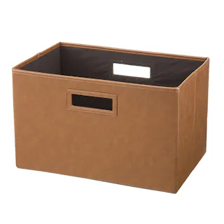 持ち運びしやすい折りたたみ収納ボックス レザー調ブラウン (販売終了)