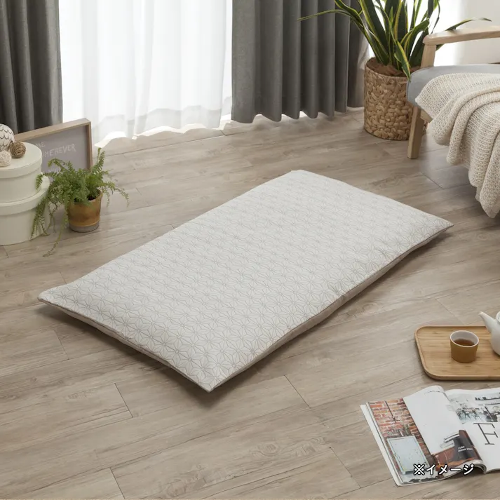 ロングフロアクッションカバー 麻の葉 アイボリー 68×120cm (販売終了)