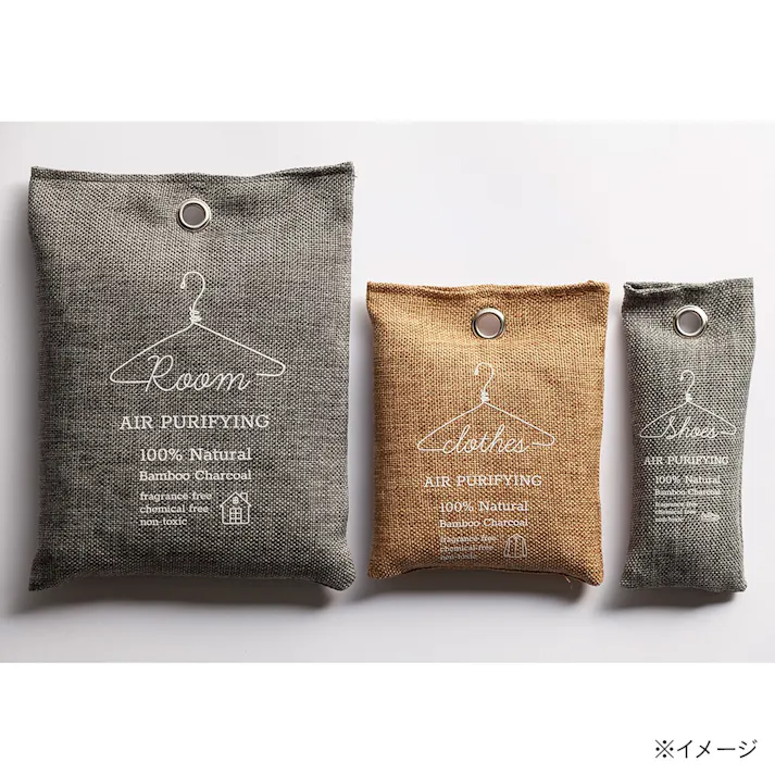 消臭竹炭バック クローゼット用 200g グレー