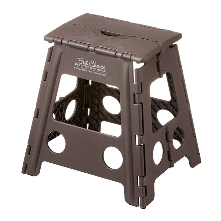 持ち運びしやすい折りたたみ踏み台 ハイタイプ ブラウン (販売終了)