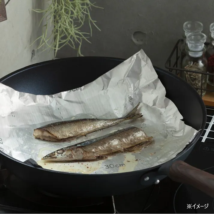 フライパン用アルミホイル 25cm×5m メモリ付