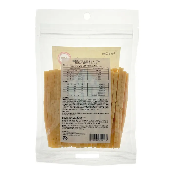 ササミ ミルク マーブル 野菜入り 細切りスティック 180g