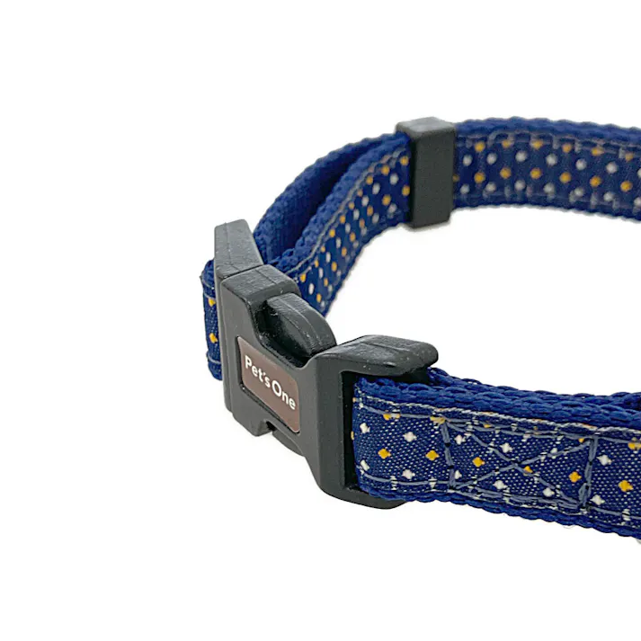 ドッグカラー ドット ブルー S