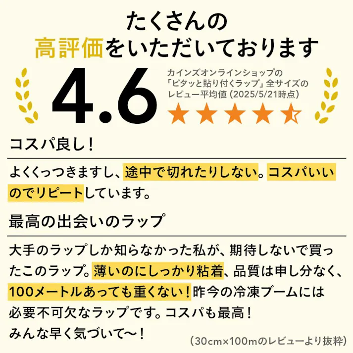 ピタッと貼り付く食品ラップ 15cm×100m