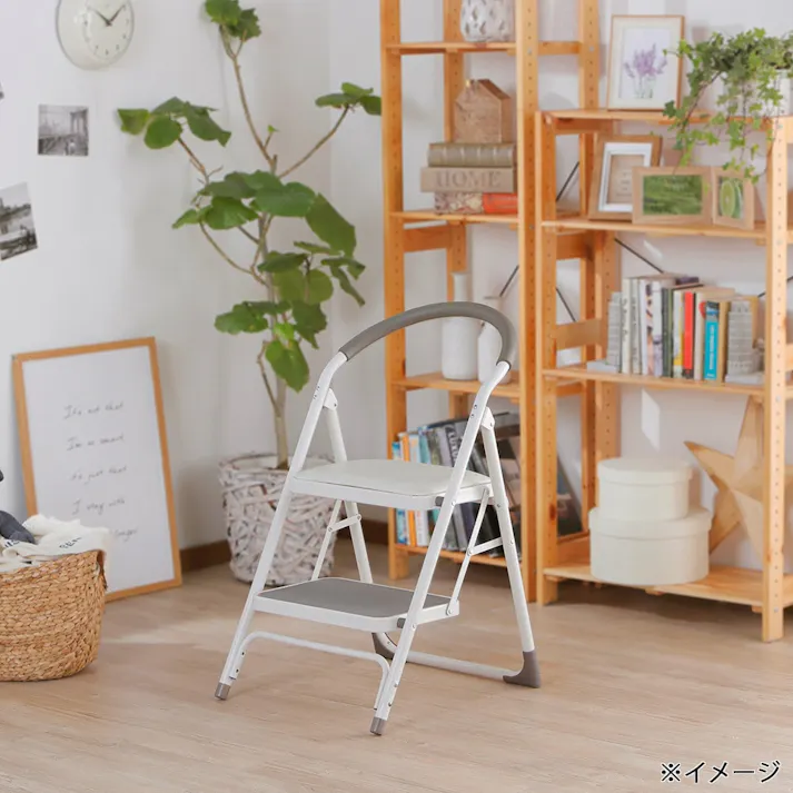 クッション付き踏み台2段 ホワイト