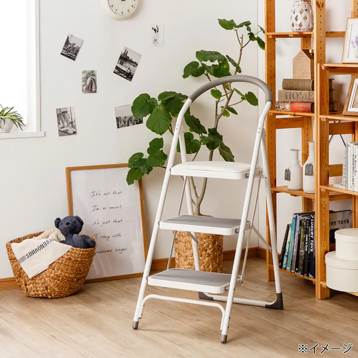 クッション付き踏み台3段 ホワイト (販売終了)