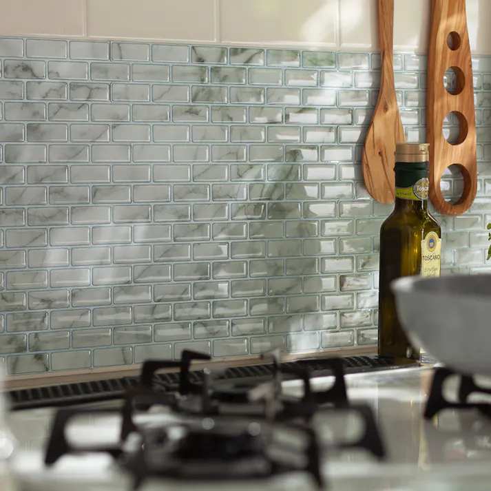 カインズ Kumimoku デザインシート ミニレンガ ホワイトマーブル