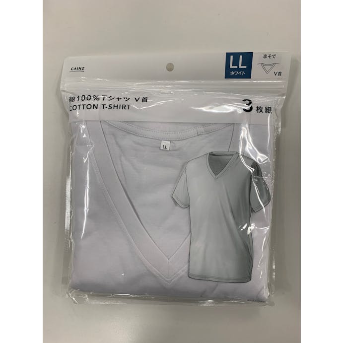 綿Tシャツ ホワイト V首 LLサイズ 3P(販売終了)