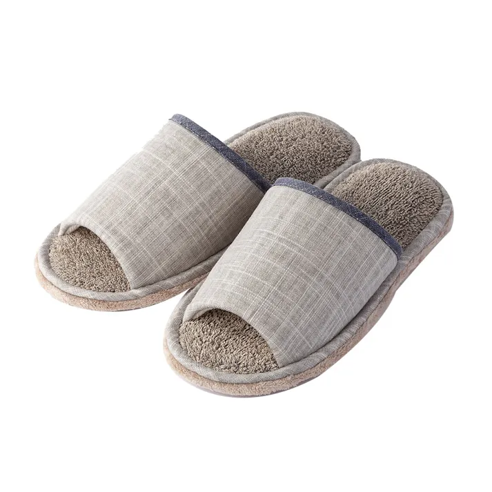 抗菌防臭 掃除もできる 麻インソール スリッパ グレー 25~27cm