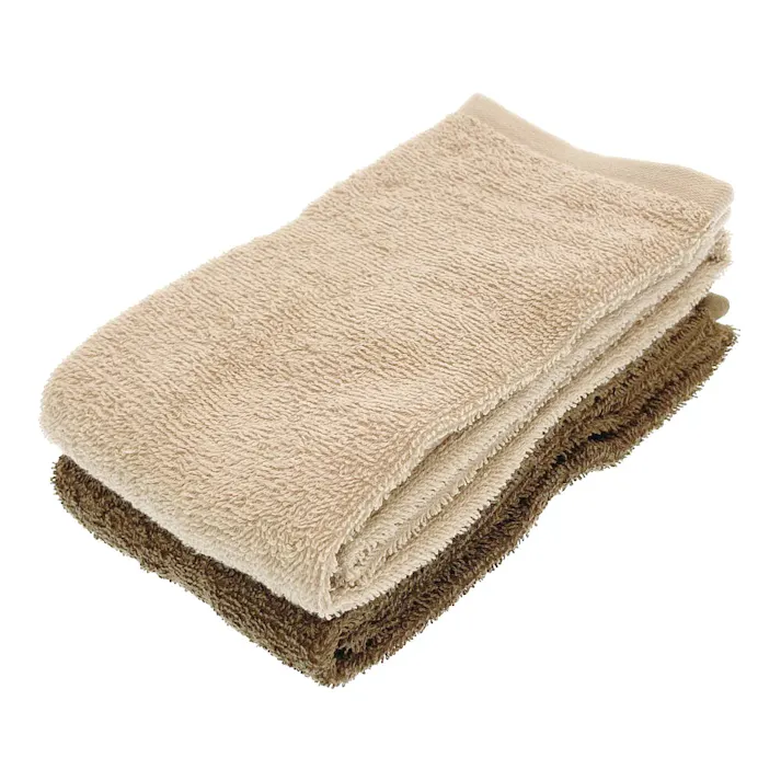 フェイスタオル 2枚組 ベージュ/ブラウン